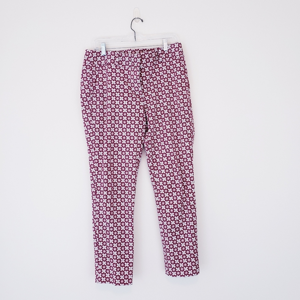 LOFT Pink Print Julie Skinny Pants Size 10 Floral - Picture 6 of 13